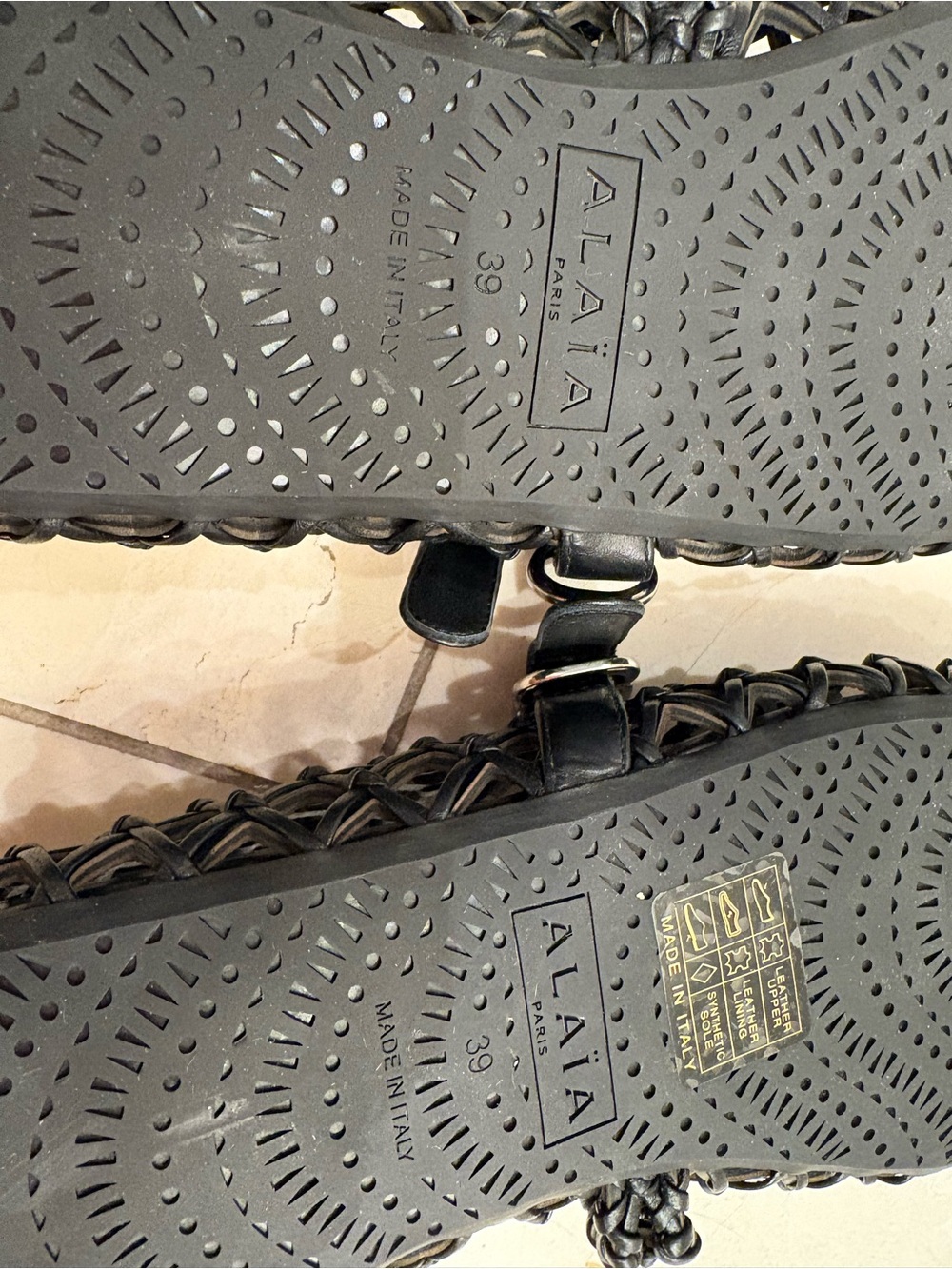 Alaïa Black Woven Leather Mary Jane Flats NIB 39 - Picture 4 of 7